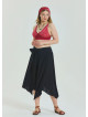Black Plus Size Skirt with Waist Tie and Gipe Detail 4590